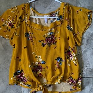 Yellow Floral Flowy Shirt